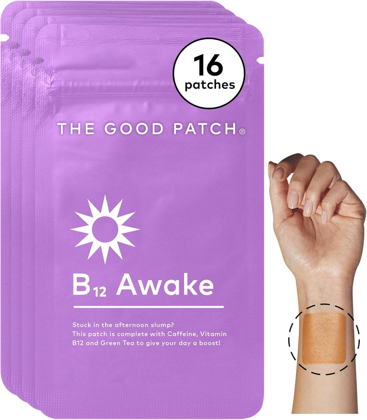 The Good Patch B12 Awake Patch – Natural Energy Patch with Caffeine, Vitamin B12 & Green Tea Extract (16 Patches) - görsel 1