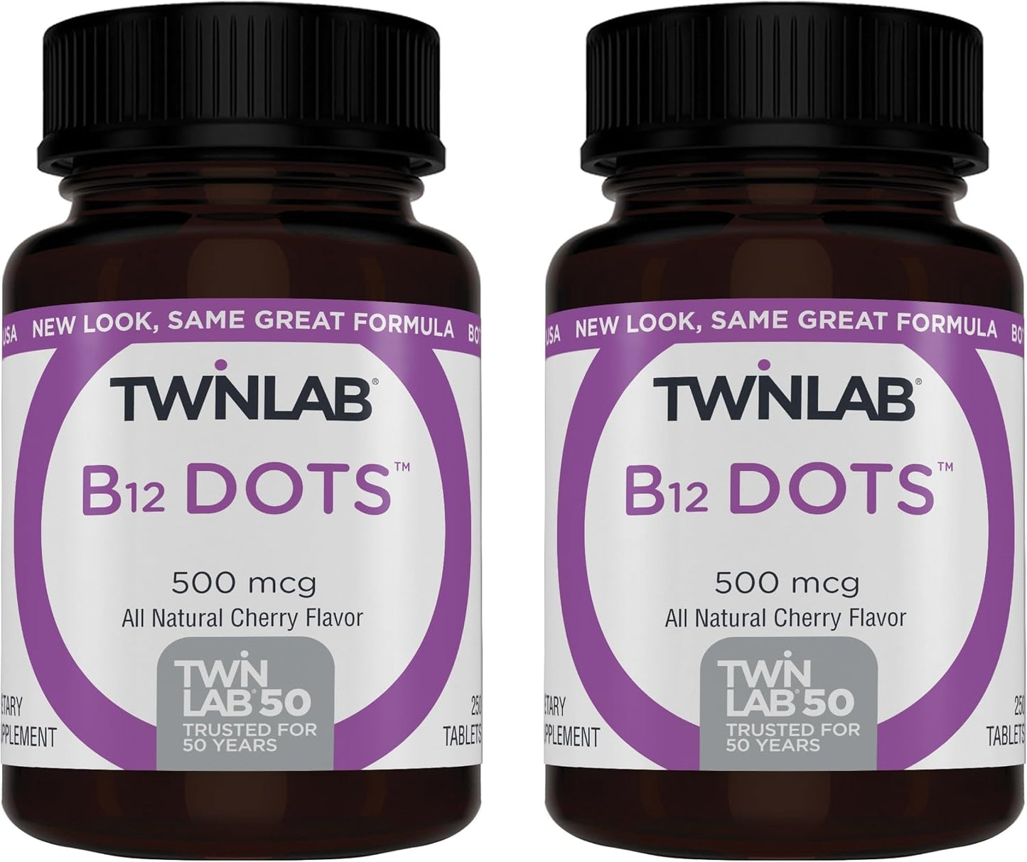 Twinlab B-12 Dots - Vitamin B12 500 mcg Sublingual Tablets, 250 Count (Pack of 2) - görsel 1