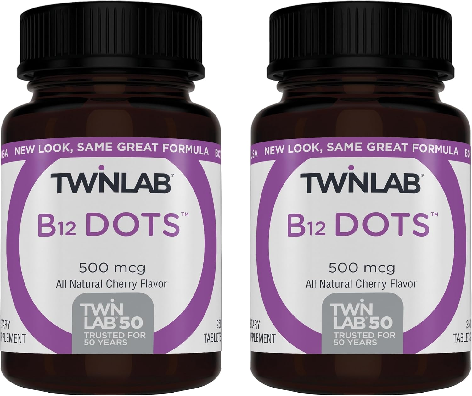 Twinlab B-12 Dots - Vitamin B12 500 mcg Sublingual Tablets, 250 Count (Pack of 2) - görsel 1