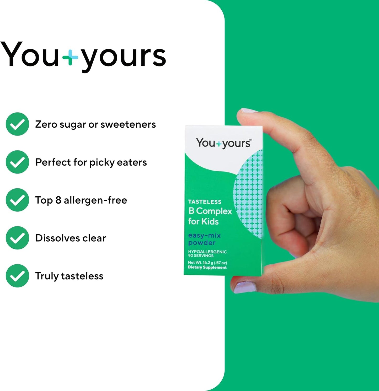 You+yours Tasteless B Complex Powder for Children - B1, B3, B5, B6, Methylfolate and Methyl B12 - görsel 4