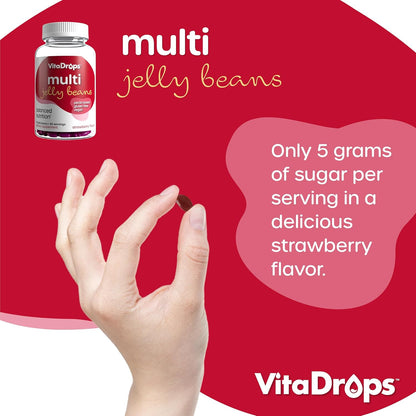 VitaDrops Multivitamin Jelly Beans, Strawberry Flavour, 90 Jelly Beans (30 Servings)