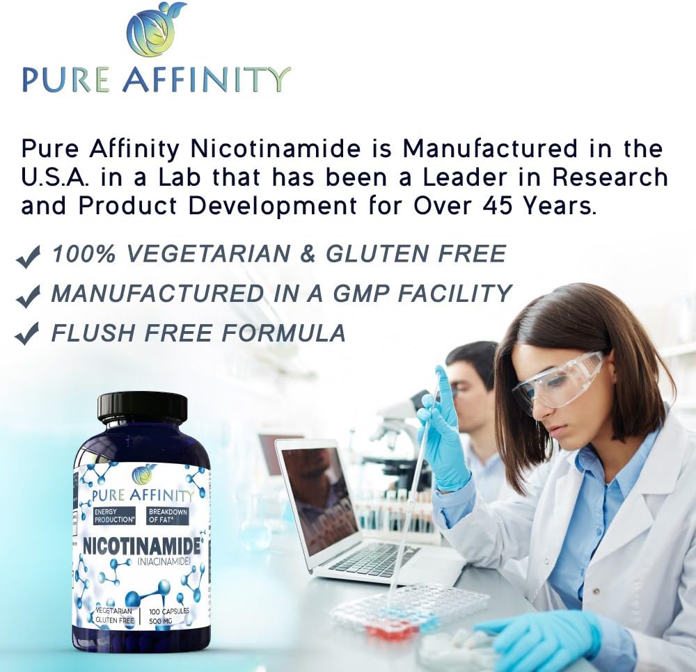 Pure Affinity B3 Nicotinamide 500 mg – Flush-Free Niacin, 100 Capsules - görsel 7