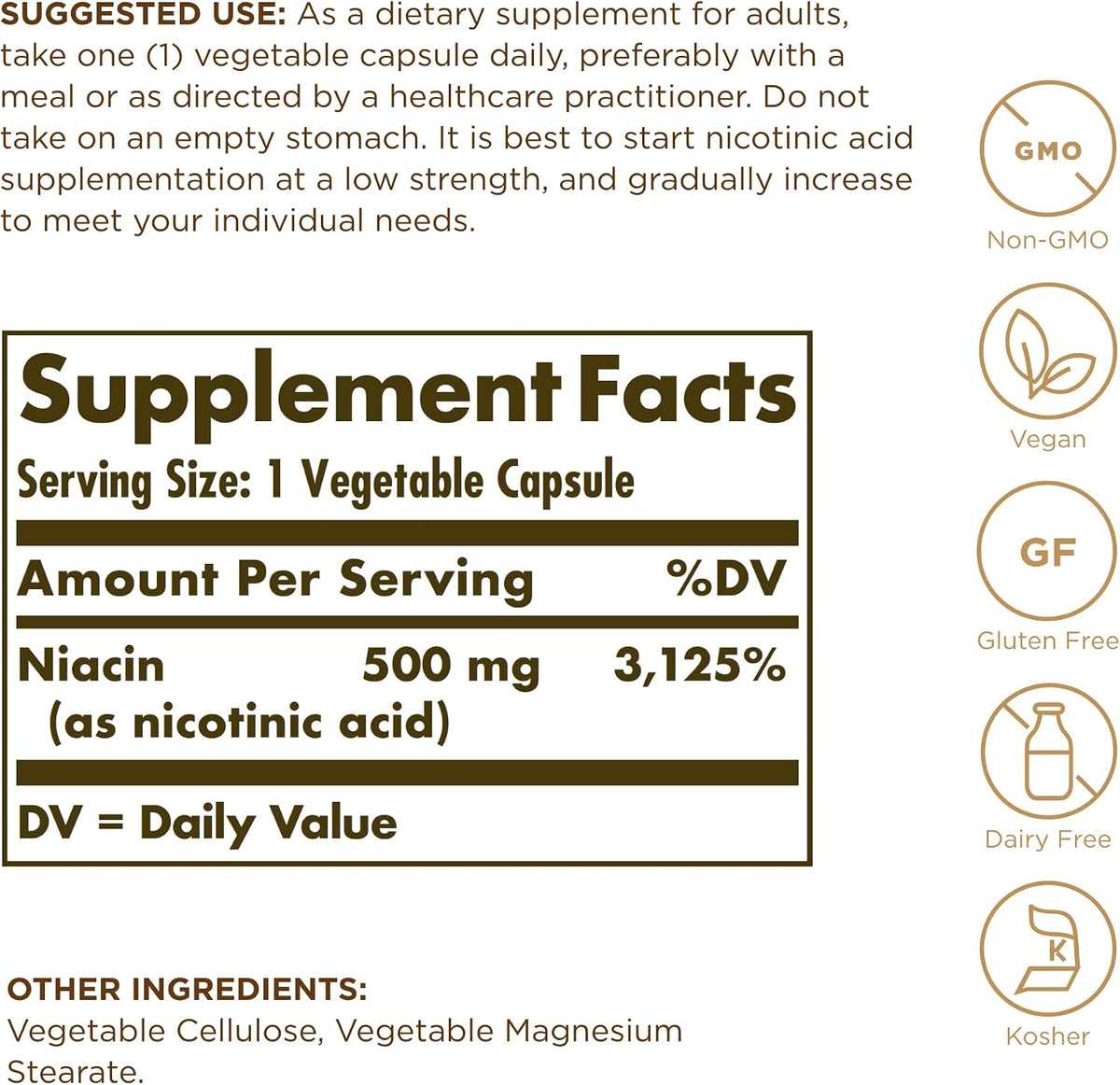 Niacin 500mg Solgar 100 VCaps - görsel 2