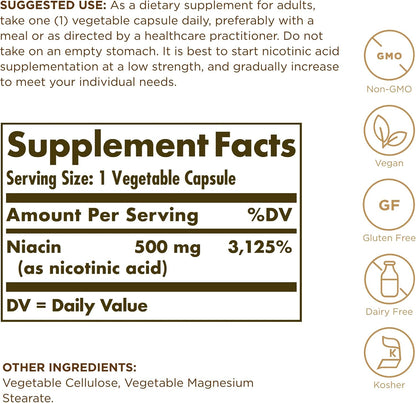 Niacin 500mg Solgar 100 VCaps