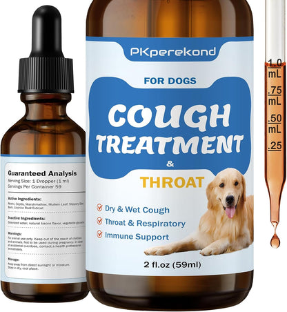 Cough Treatment for Dogs – Natural Herbal Remedy for Sore Throat, Dry & Wet Cough, Trachea Collapse & Respiratory Support (60 ml)