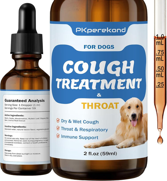 Cough Treatment for Dogs – Natural Herbal Remedy for Sore Throat, Dry & Wet Cough, Trachea Collapse & Respiratory Support (60 ml)