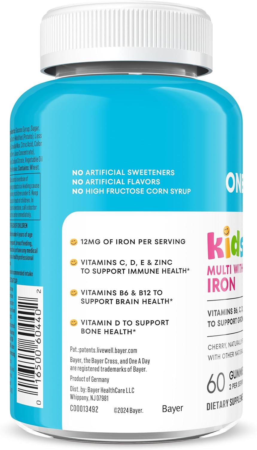 One A Day Kids Multivitamin with Iron Gummy - 60 Count - görsel 2