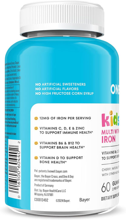 One A Day Kids Multivitamin with Iron Gummy - 60 Count