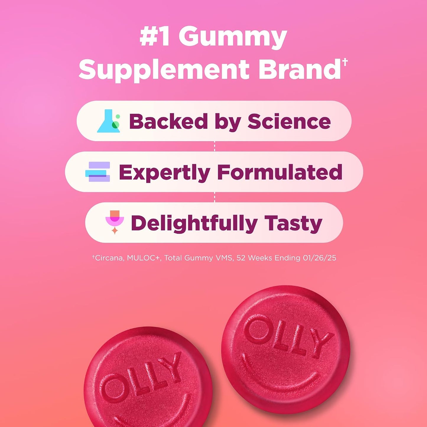OLLY Hair, Skin and Nails Gummies - Biotin 2500mcg, Keratin & Vitamin C - Grapefruit Flavour - 60 Count - görsel 5