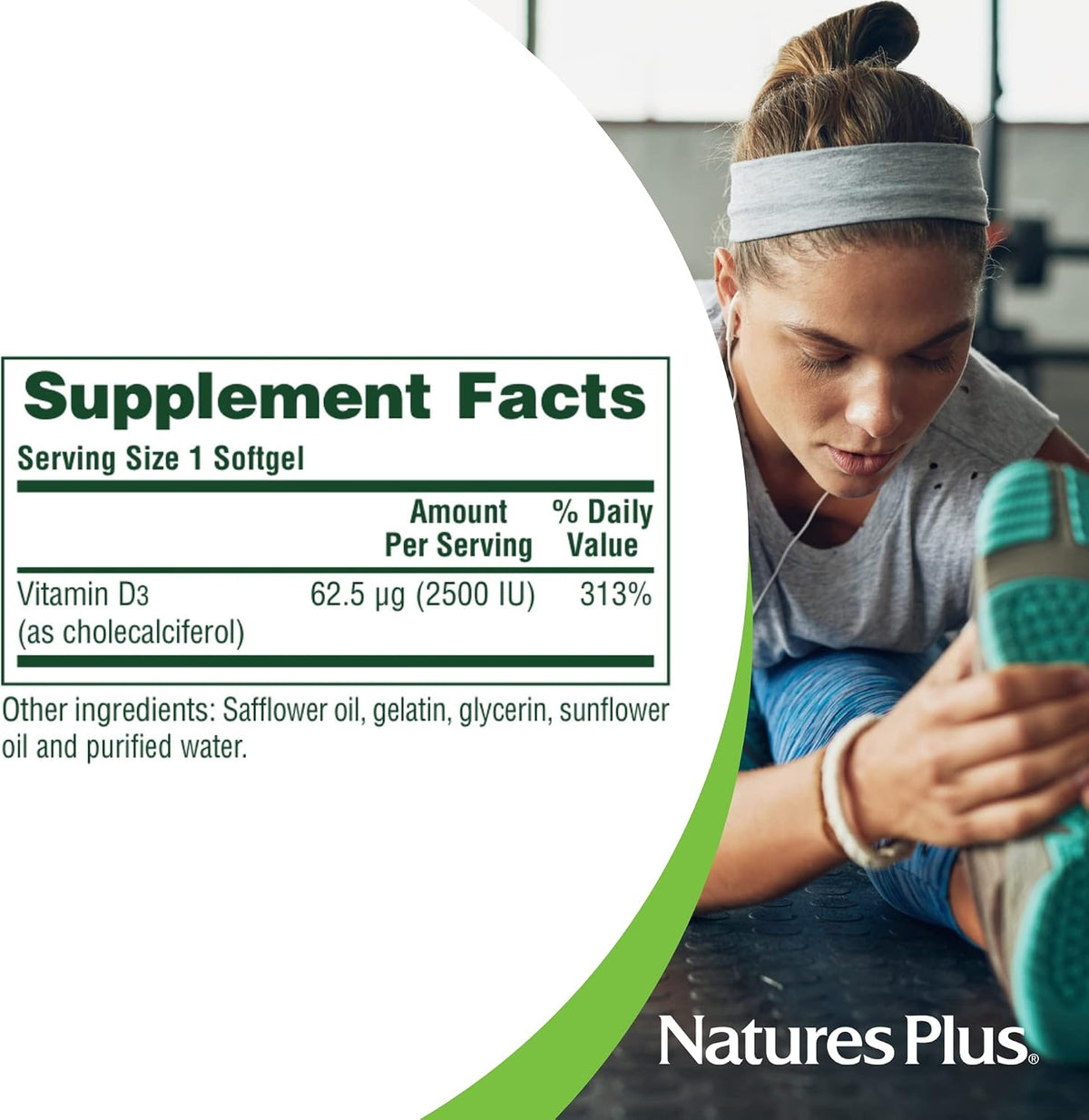 NaturesPlus Vitamin D3 2500 IU – 90 Softgels for Bone and Immune Health - görsel 5