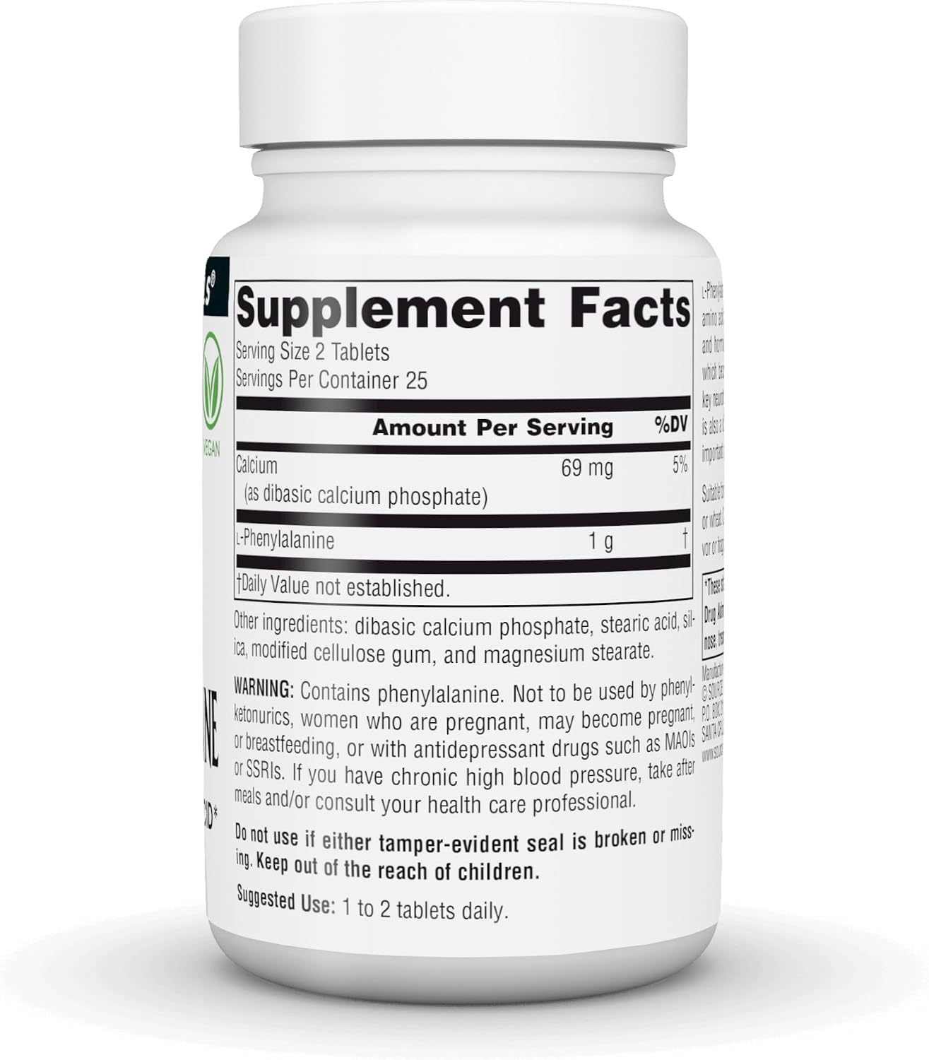 Source Naturals L-Phenylalanine, Free-Form Essential Amino Acid - 500mg - 50 Vegan Tablets - görsel 3