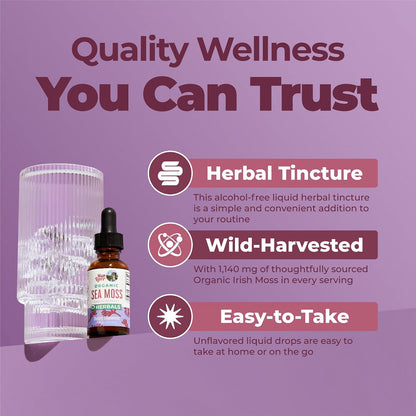 MARYRUTH'S Organic Irish Sea Moss Liquid Drops | Chondrus Crispus | Wild Harvested | Organic Irish Moss Formulated for Adults & Kids Ages 14+ | Unflavoured | Sugar Free | Vegan | Non-GMO | 30 ml