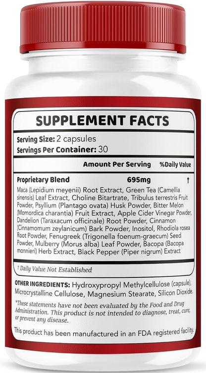 Glycogen Support, Control & Fix Advanced Formula – 2-Pack of 30 Capsules (60 Days' Supply) – with Powerful Ingredients