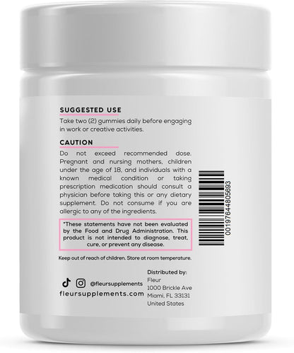 FLEUR Bloom & Glow Hair, Skin and Nails Gummies, Hair Growth Supplement with Biotin & Inositol, Antioxidant-Rich Vitamins A, C & E for Skin and Nail Repair, Sugar-Free, 60 Vegan Gummies