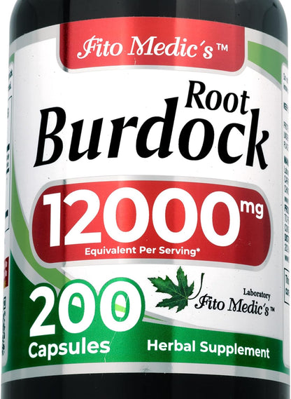 FITO MEDIC'S Lab Organic Burdock Root - 200 Capsules, 12000mg, Ultra High Absorption