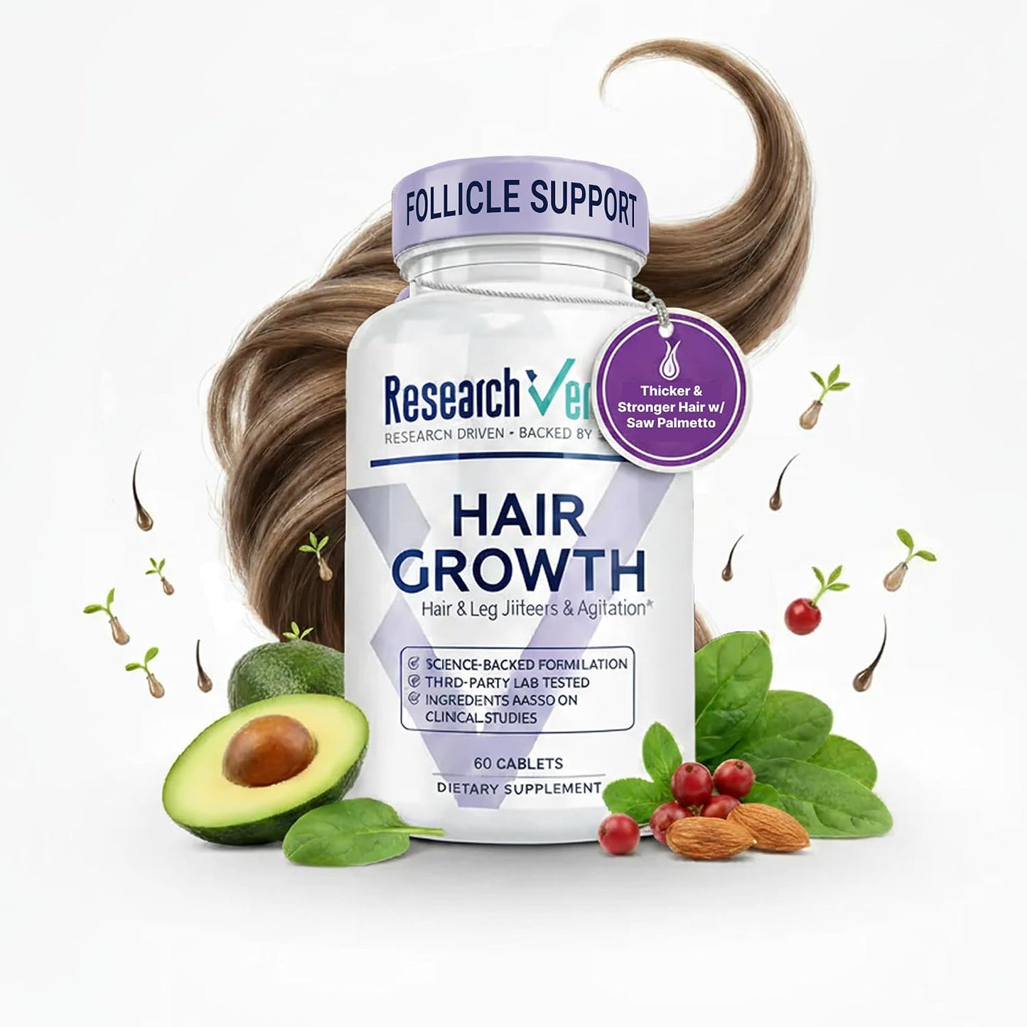 Research Verified Hair Growth Support - with Biotin, DHT Blockers & Vitamins - 180 Capsules - görsel 10