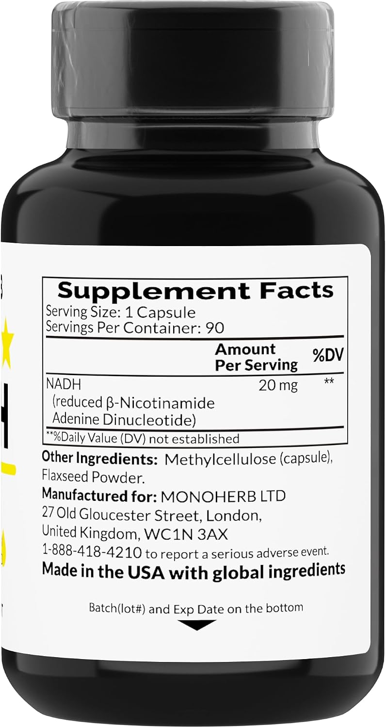 MONOHERB NADH 20 mg Food Supplement - 90 Vegan Capsules - görsel 2