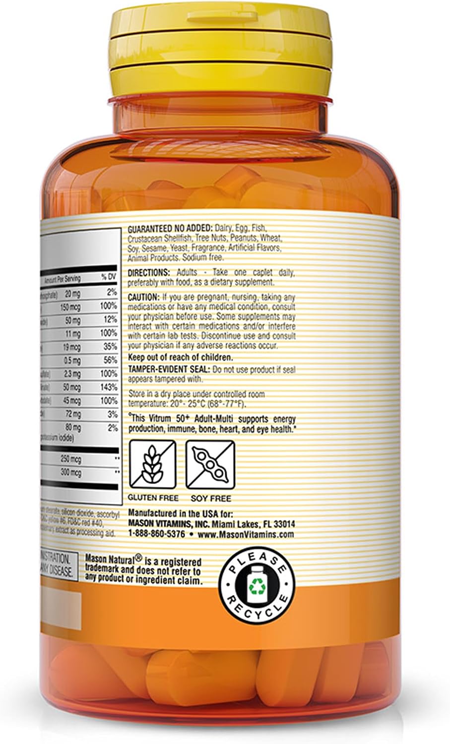 MASON NATURAL Vitrum 50+ Adult Multi, Iron-Free - Multivitamin for Men & Women Over 50, 180 Tablets - görsel 3