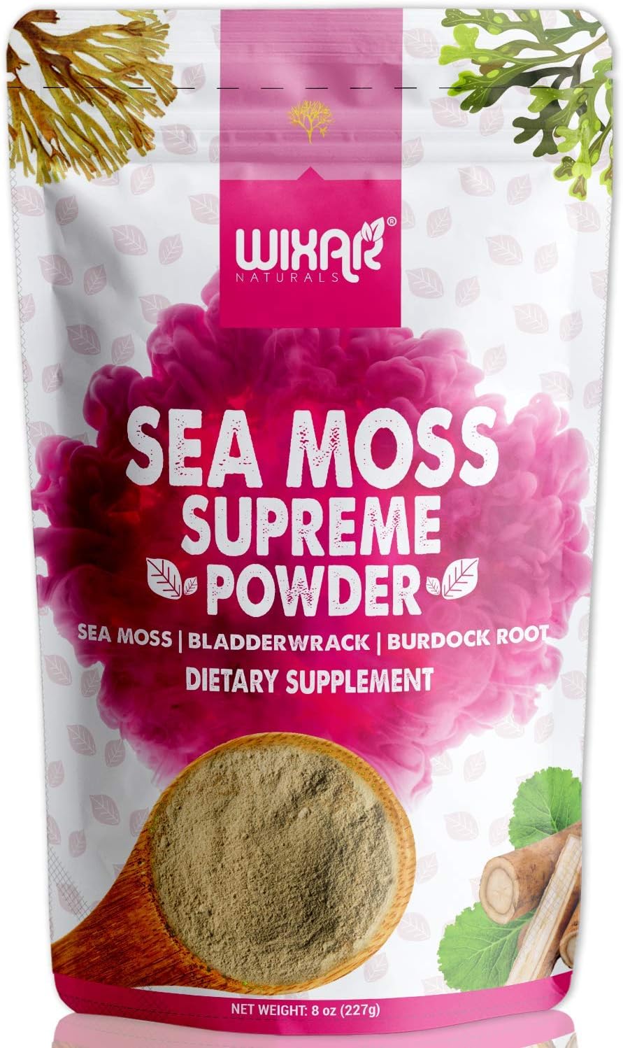 Wixar Wildcrafted Sea Moss Powder – Irish Moss, Bladderwrack & Burdock Root, 227 g - görsel 1