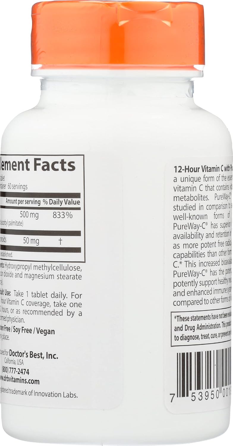 Doctor's Best Sustained Release Vitamin C with Pureway C, Non-GMO, Vegan, 60 Tablets (Pack of 1) - görsel 2