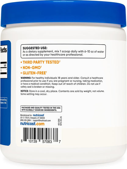 Nutricost Taurine Powder 250 Grams - 125 Servings, 2000mg Per Serving