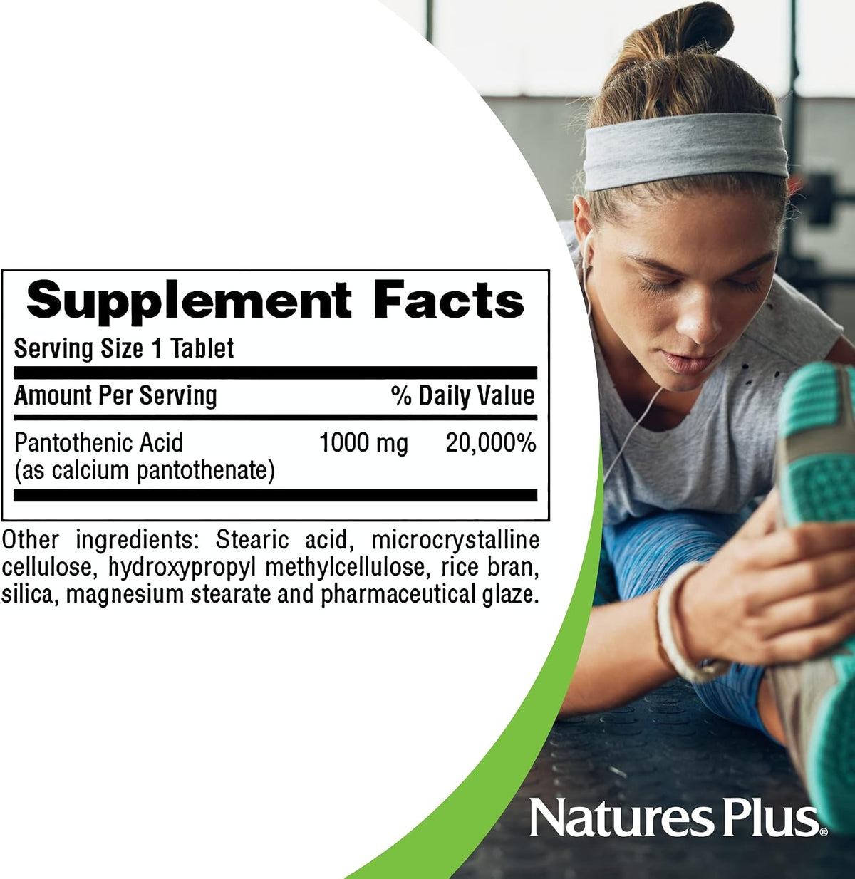 Nature's Plus Pantothenic Acid, Sustained Release - 1000 mg, 60 Tablets - görsel 5