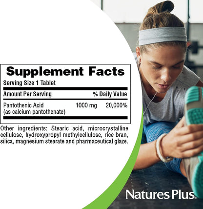 Nature's Plus Pantothenic Acid, Sustained Release - 1000 mg, 60 Tablets