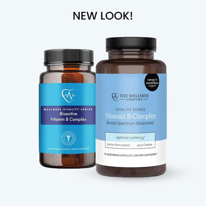 The Wellness Company Vitamin B Complex – Methylated B Vitamins for Energy and Focus, 30 Capsules