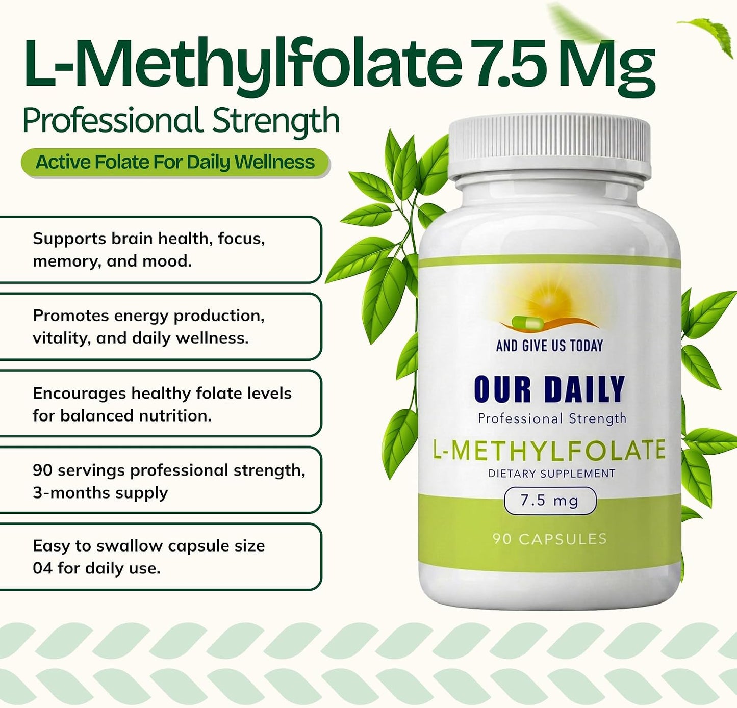 Our Daily Vites L-Methylfolate 7.5 mg – Active 5-MTHF Food Supplement – 90 Capsules - görsel 2