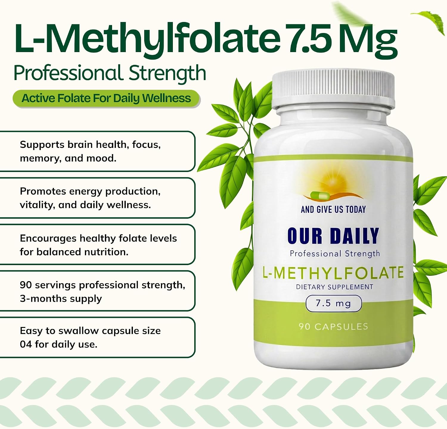 Our Daily Vites L-Methylfolate 7.5 mg – Active 5-MTHF Food Supplement – 90 Capsules - görsel 2