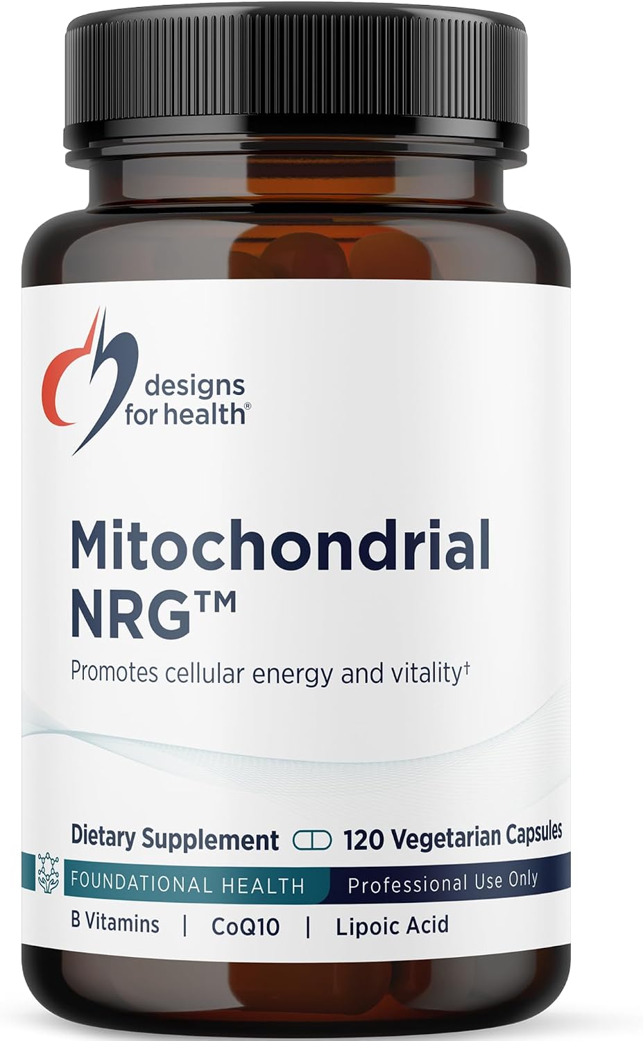 Designs for Health Mitochondrial NRG - Mitochondrial Energy Support with CoQ10, ALA, Resveratrol & Curcumin (120 Vegan Capsules) - görsel 1
