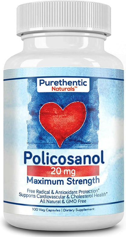 Purethentic Naturals Policosanol 20mg - 100 Veg Capsules