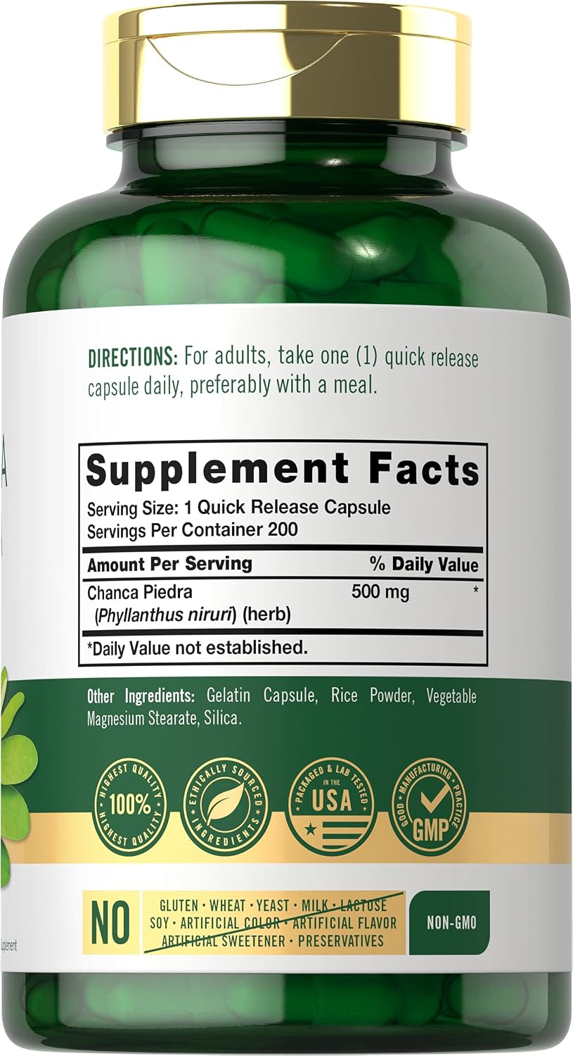 Carlyle Chanca Piedra Capsules | 500mg | 200 Capsules | Traditional Herb | Non-GM and Gluten-Free Supplement - görsel 2