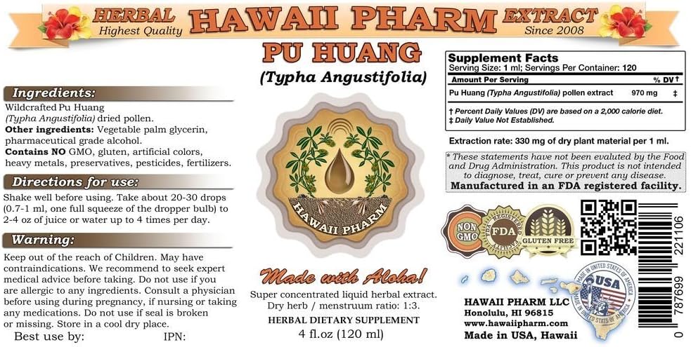 Pu Huang Tincture - Cattail (Typha Angustifolia) Pollen Liquid Extract, Herbal Supplement (2 x 946 ml) - görsel 2