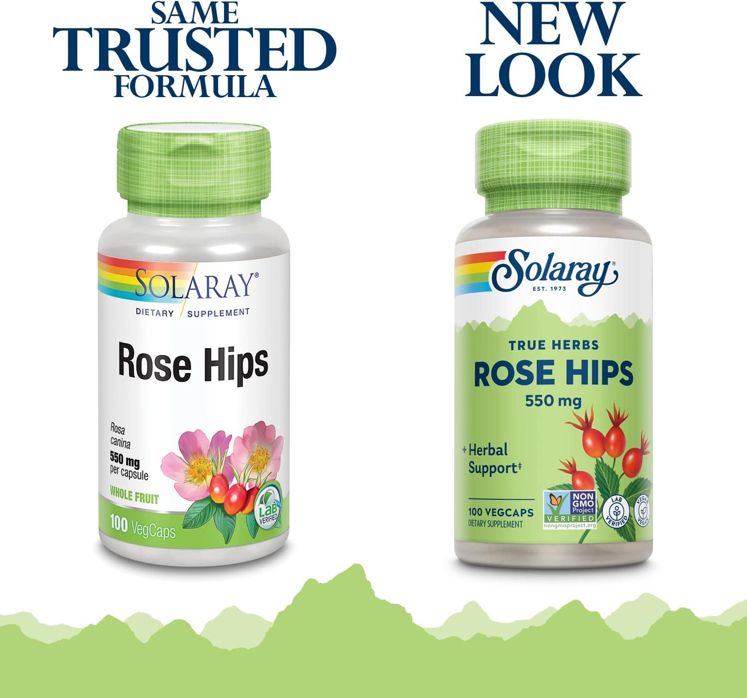 Solaray Rose Hips 550 mg - Natural Rose Hips Capsules, Source of Vitamin C, Antioxidants, and Bioflavonoids - 100 Vegan Capsules - görsel 2