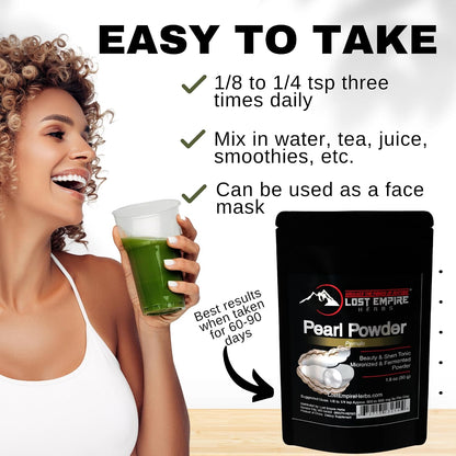 Lost Empire Herbs Pearl Powder Micronised & Fermented – Supplement for Skin, Hair, Nails, and Bones (50 Grammes)