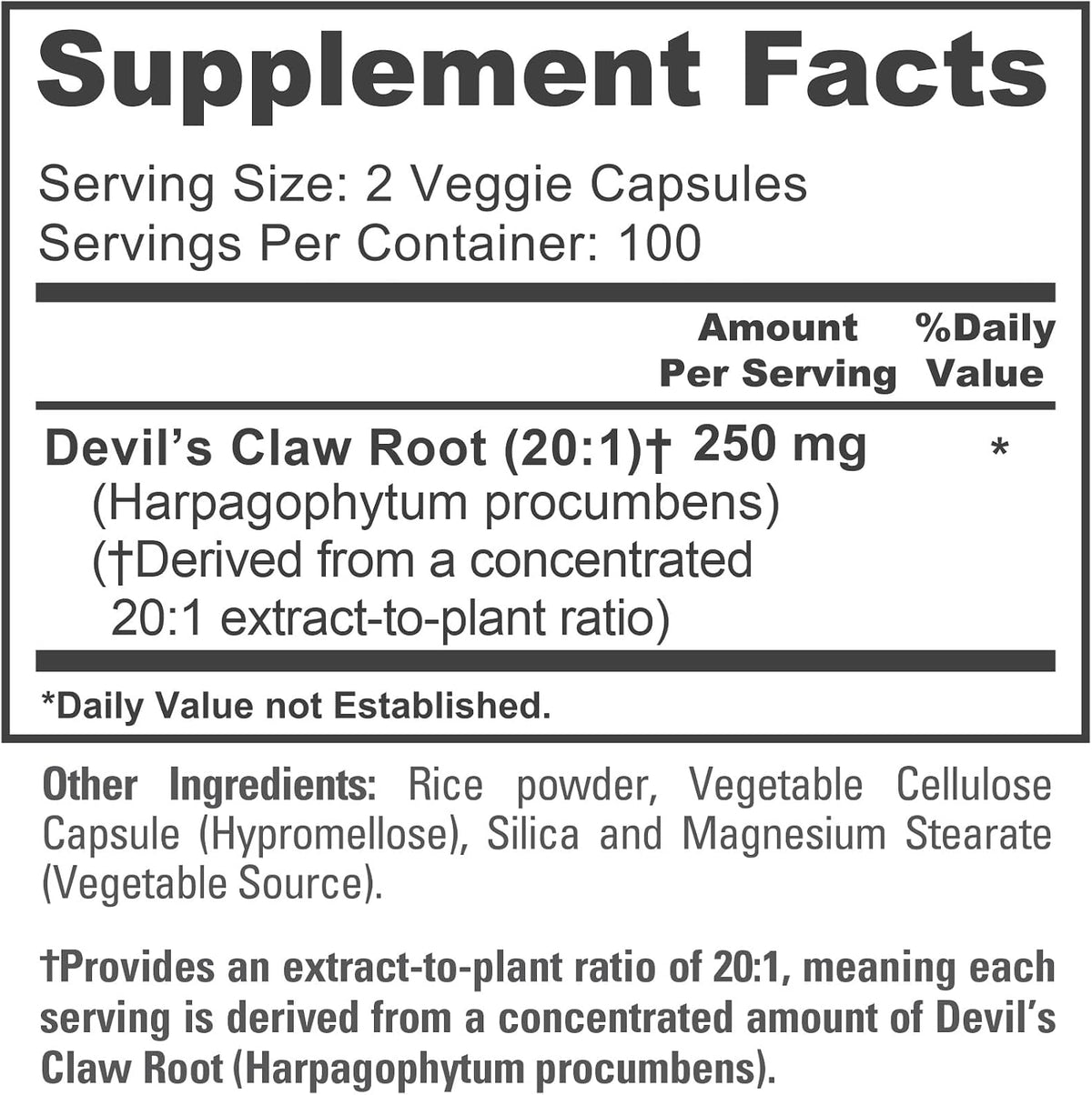 NusaPure Devil's Claw, 250 mg, 200 Veg Capsules (Non-GMO, Vegan) - görsel 4
