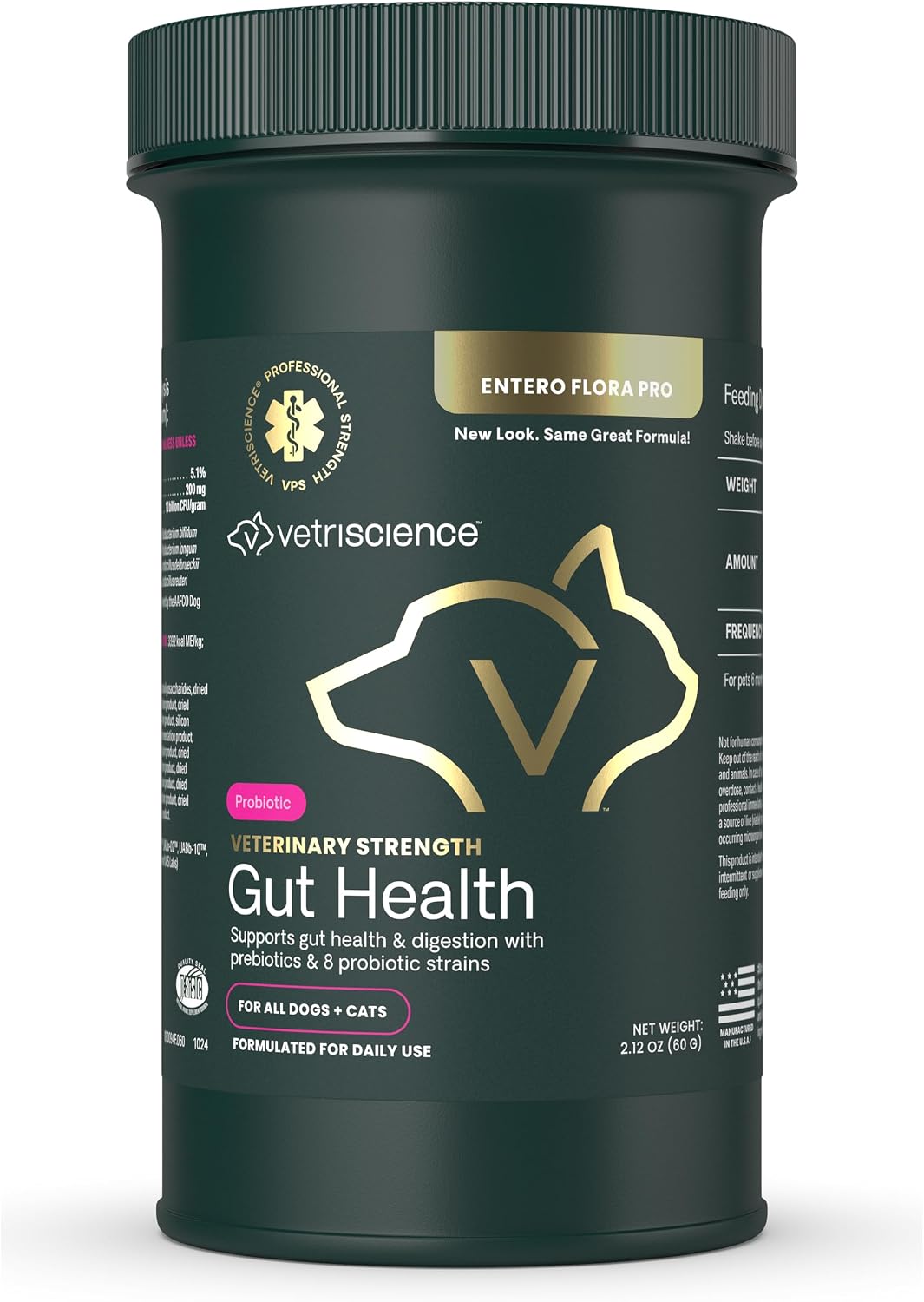 VetriScience Veterinary Strength Gut Health Powder – Probiotic for Dogs & Cats, 60 Servings - görsel 1