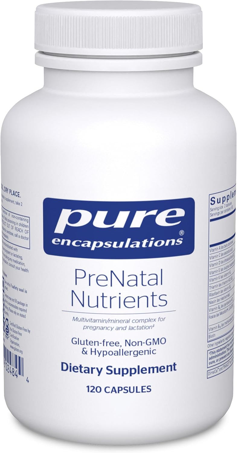 Pure Encapsulations PreNatal Nutrients – for Pregnancy and Lactation – Supports Energy & DNA Development* – with Folate, Choline & Iron – Gluten-free and Non-GMO – 60 Capsules - görsel 8