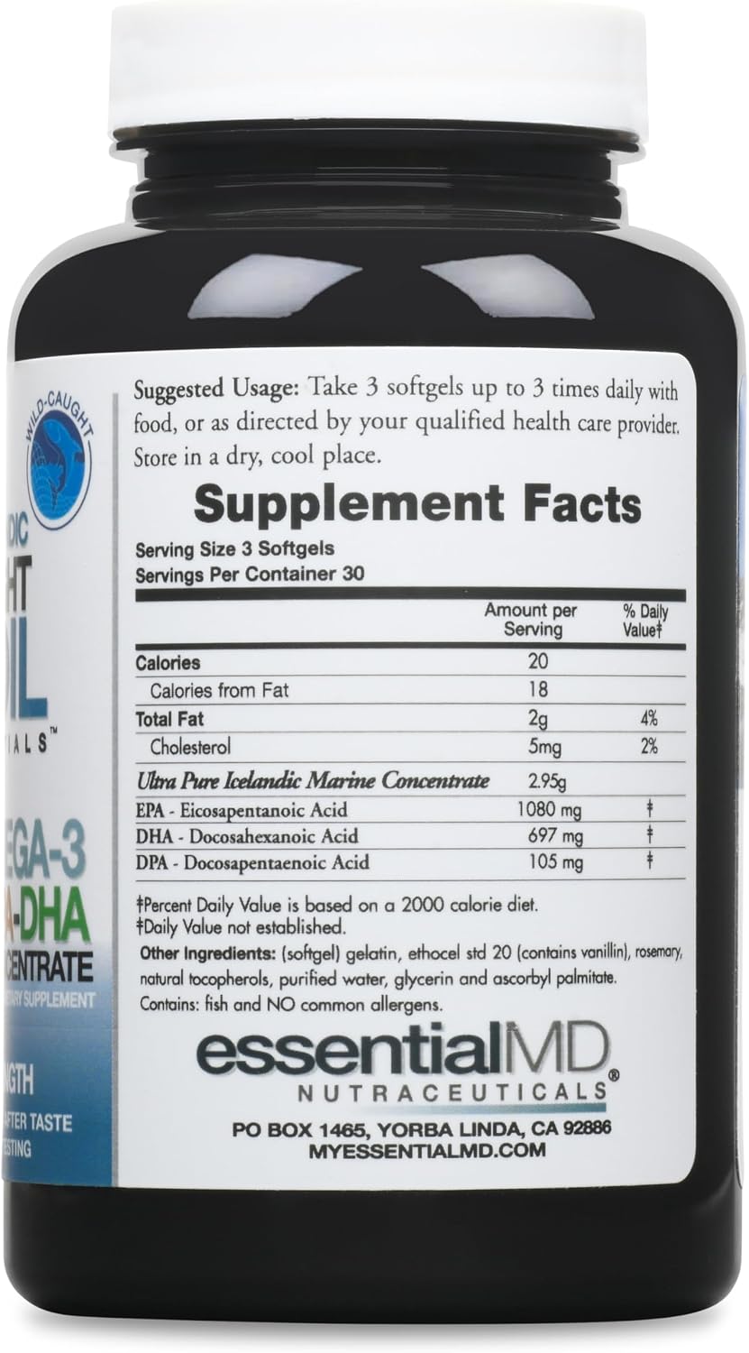 Triple Strength Wild Caught Icelandic Omega-3 Fish Oil Essentials – 2900mg with DPA, EPA & DHA – 90 Softgels – Burp-Free Formula - görsel 5
