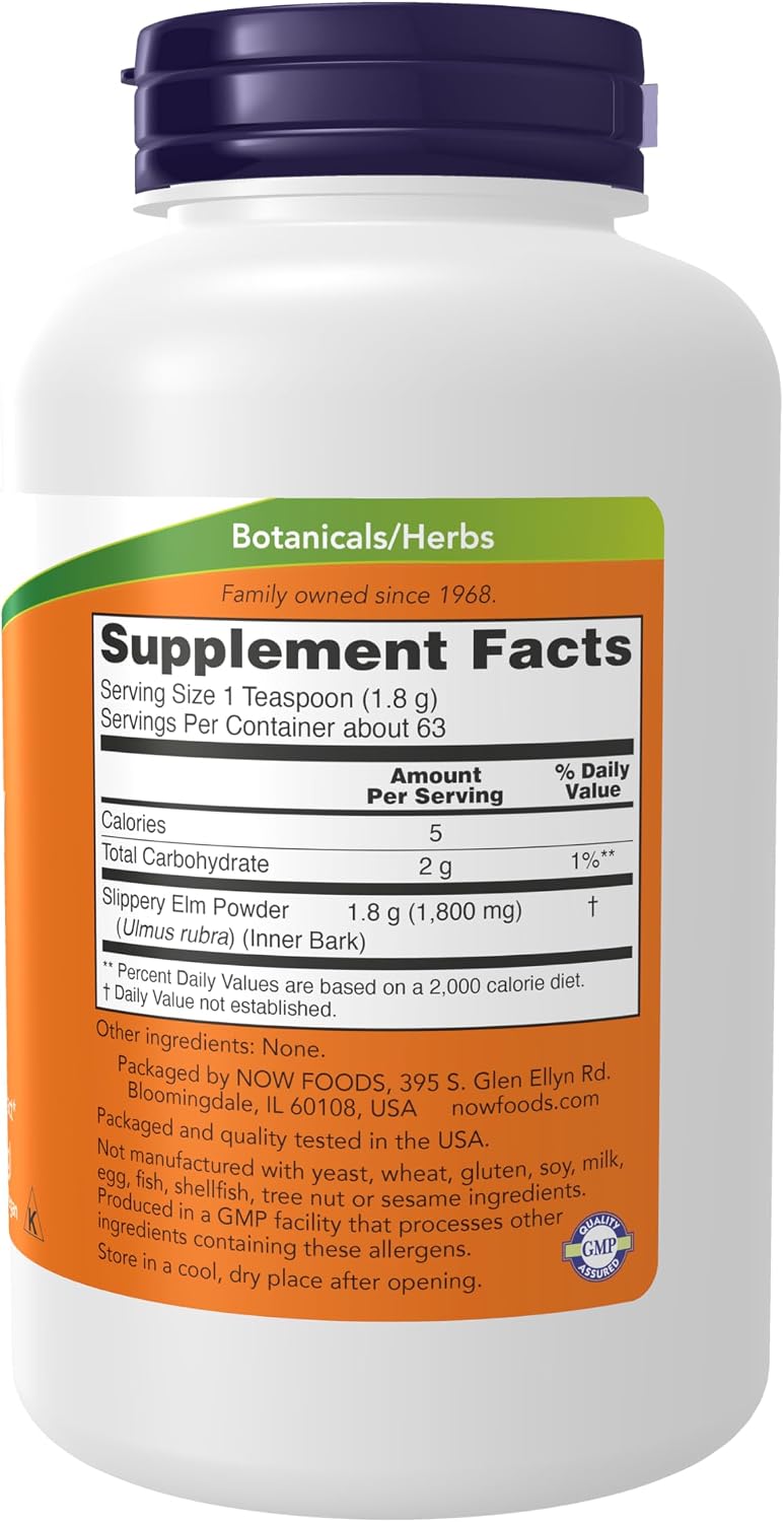 NOW Foods Slippery Elm Powder (Ulmus rubra), Non-GM, 113 g - görsel 2