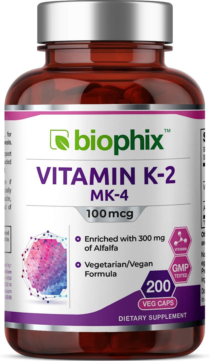 biophix Vitamin K2 MK-4 100 mcg with Alfalfa - 200 Capsules - görsel 1