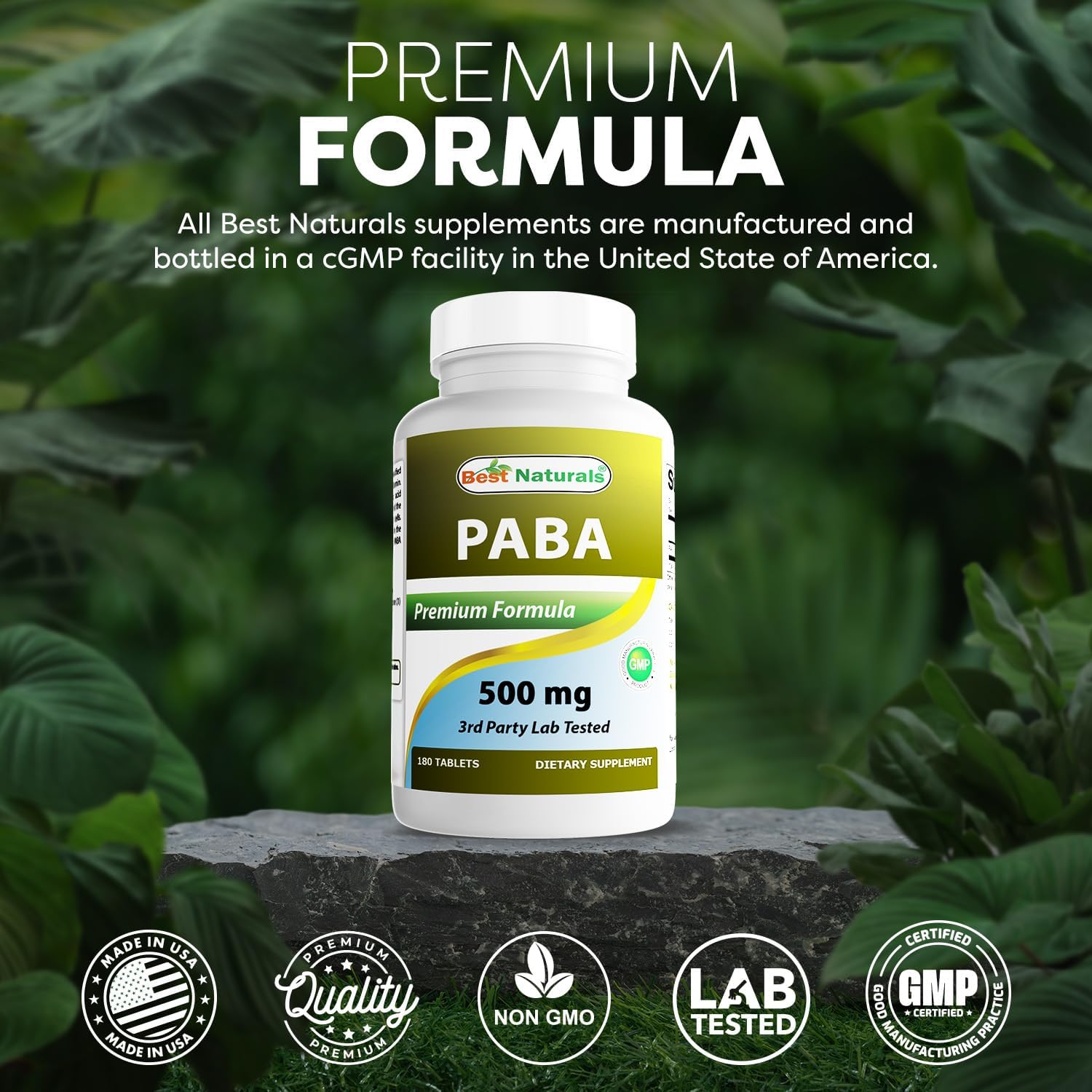 Best Naturals PABA 500 mg, 180 Tablets - görsel 5