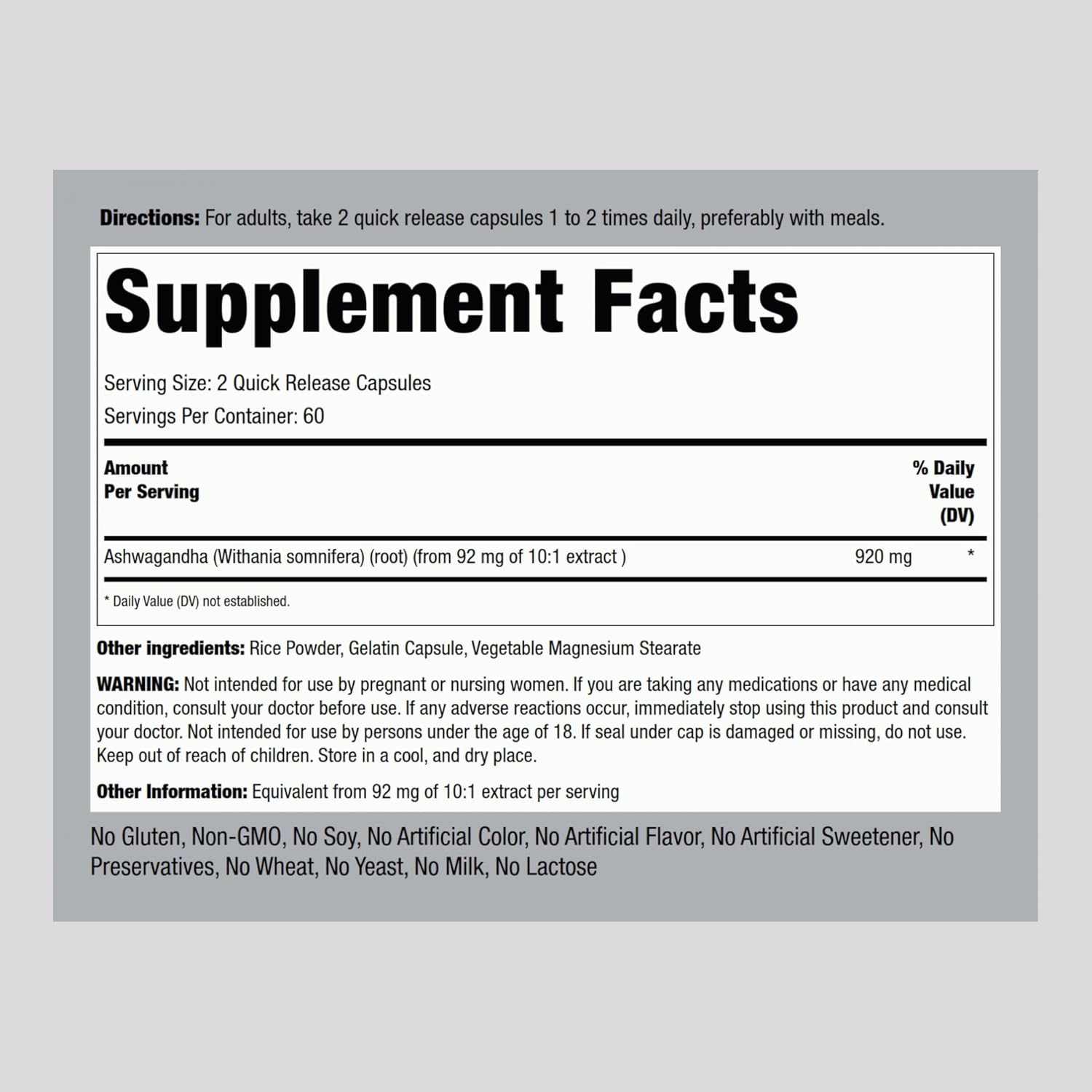 Piping Rock Ashwagandha Root Extract Supplement - 120 Capsules - görsel 2