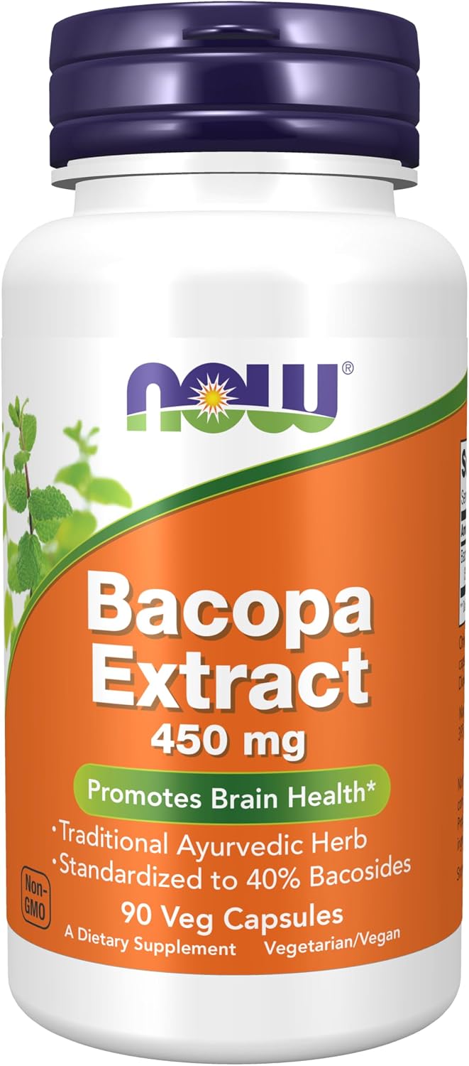 NOW Foods Bacopa Extract 450 mg, Traditionally Used for Cognitive Support, 90 Veggie Capsules - görsel 1