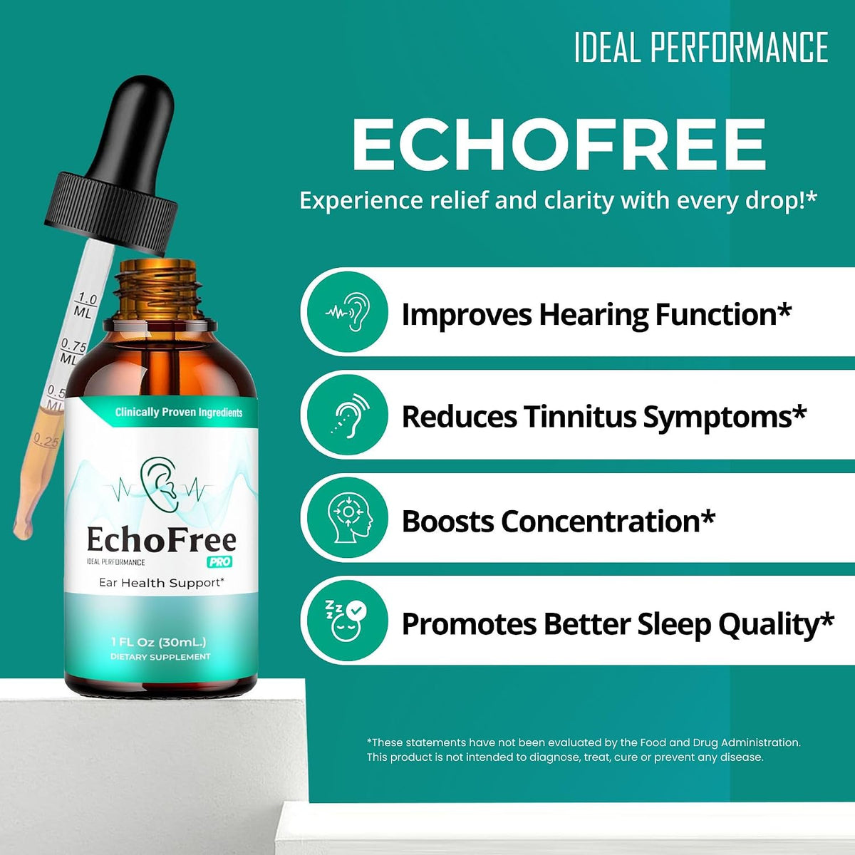 Echo Free Tinnitus Drops – All Natural Ear Health Support Liquid Supplement (3 Pack) - görsel 6