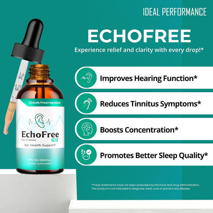 Echo Free Tinnitus Drops – All Natural Ear Health Support Liquid Supplement (3 Pack)