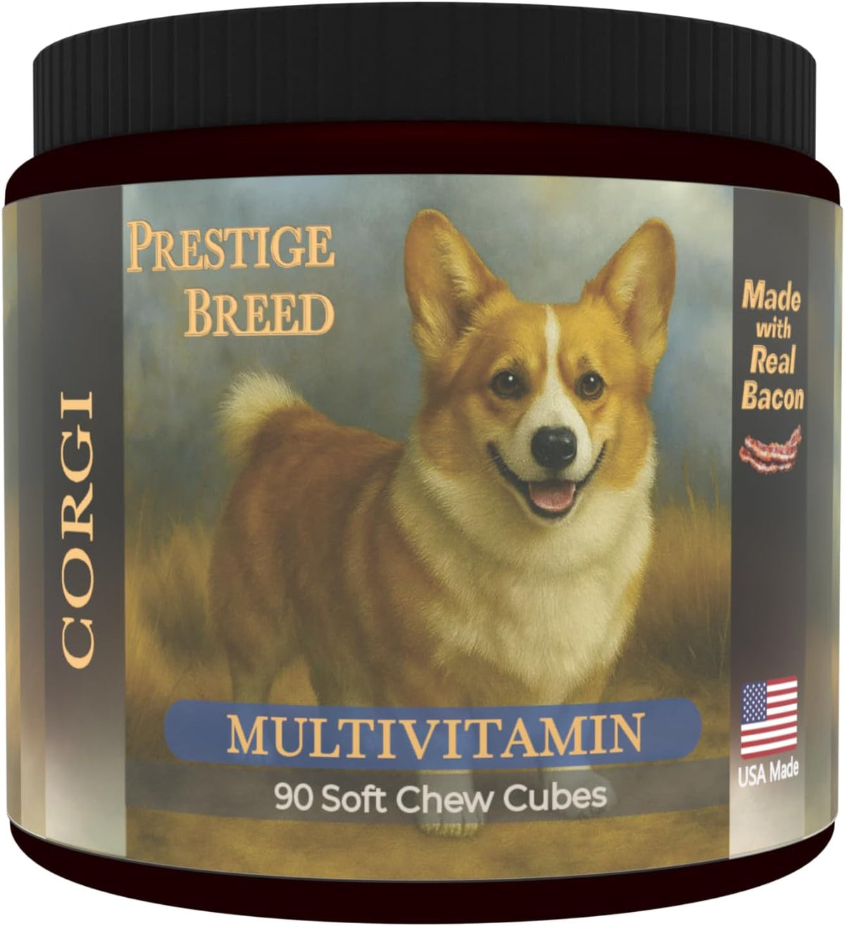 Prestige Breed Multivitamins for Corgis – Balanced Nutrition with Real Bacon (90 Chews) - görsel 1