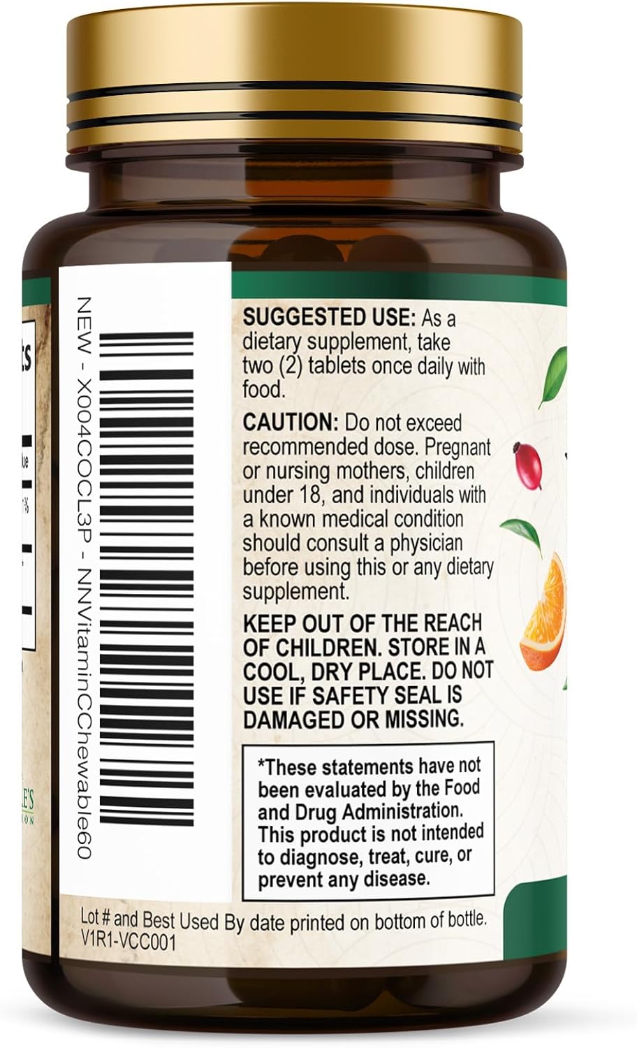 Nature's Nutrition Vitamin C 1000mg Chewable with Rose Hips – Sugar Free – 60 Tablets - görsel 8