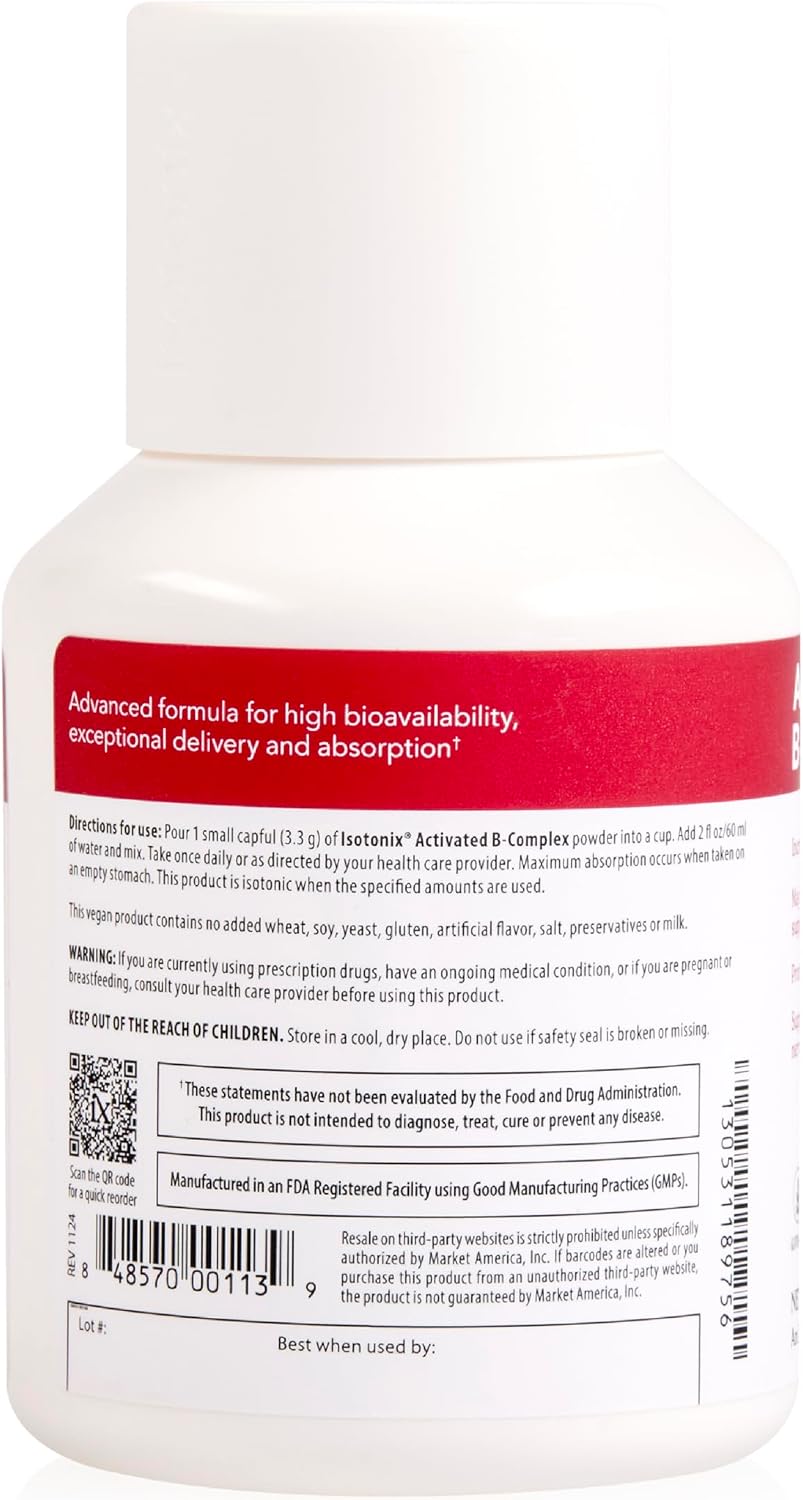 Isotonix Activated B Complex – Vegan B Vitamin Supplement for Energy, Reduction of Tiredness and Fatigue, and Nervous System Function – Isotonic Drinkable Formulation – 90 Servings - görsel 6